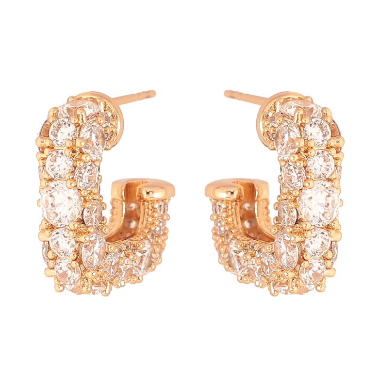 Серьги Xuping цвет Позолота 18К пусеты "Инкрустация кристаллами" фото №1