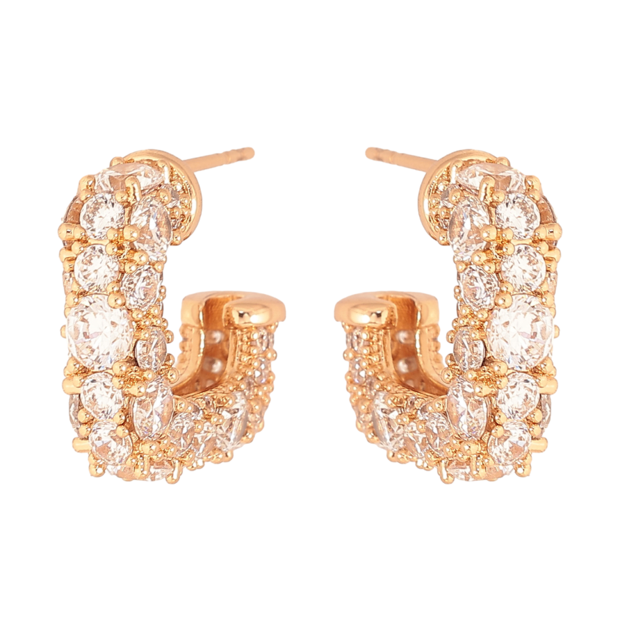 Серьги Xuping цвет Позолота 18К пусеты "Инкрустация кристаллами" фото №1