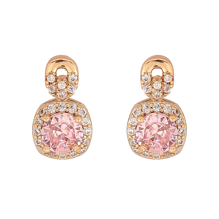 Серьги Xuping цвет Позолота 18К пусеты "Узор с розовыми кристаллами" фото №17