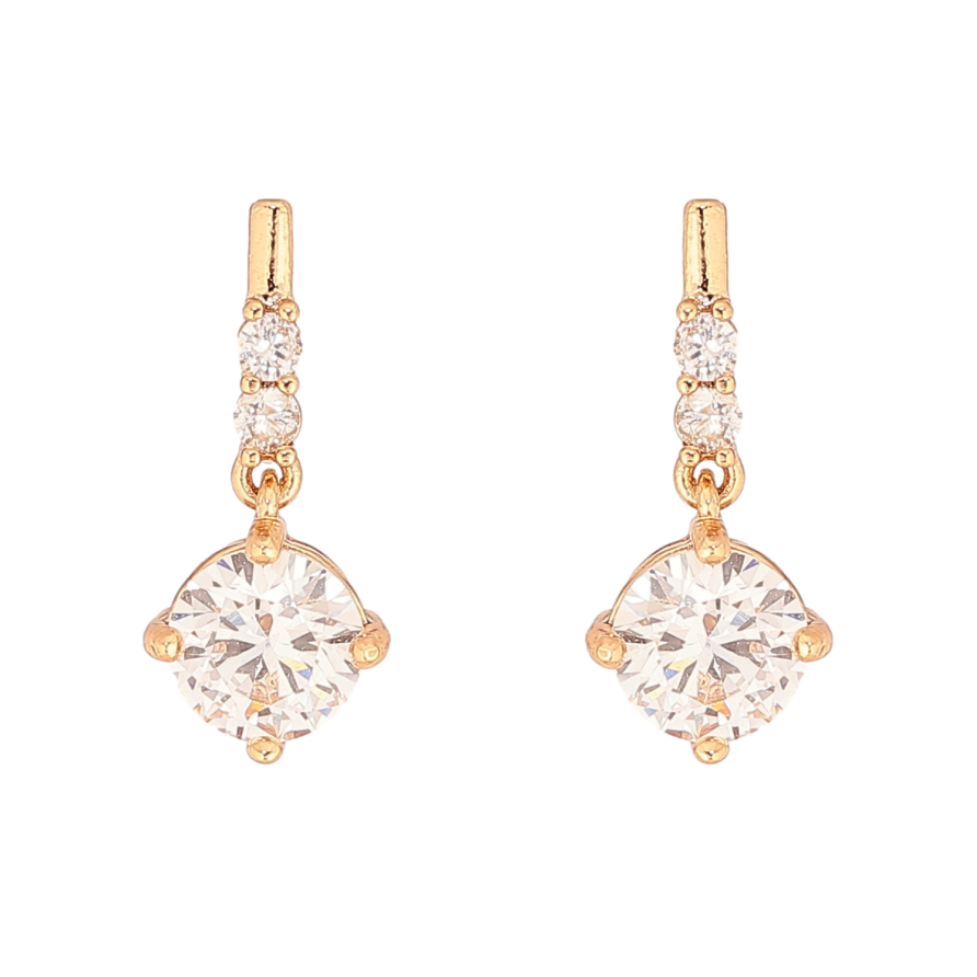 Серьги Xuping цвет Позолота 18К пусеты "Подвески с кристаллами" фото №1