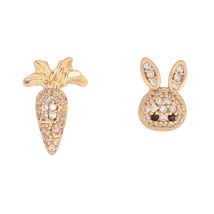 Серьги Xuping цвет Позолота 18К пусеты "Морковка с кроликом" фото №8