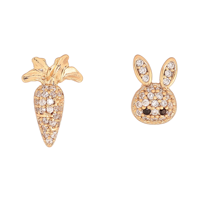 Серьги Xuping цвет Позолота 18К пусеты "Морковка с кроликом" фото №1