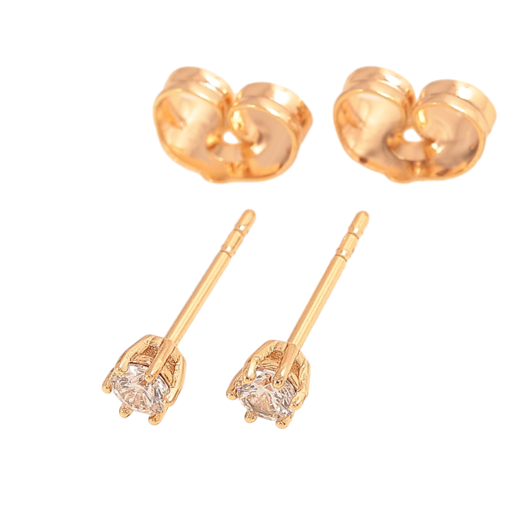 Серьги Xuping цвет Позолота 18К пусеты "Кристалл в 6-ти крапановой оправе" ø 3мм фото №7