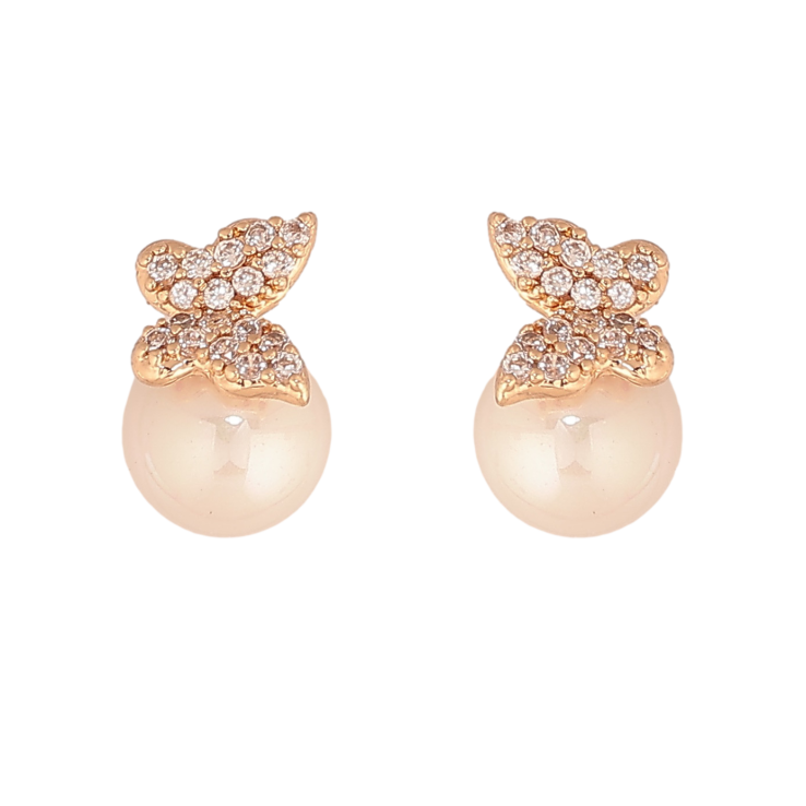 Серьги Xuping цвет Позолота 18К пусеты "Жемчужины с бабочками" фото №22