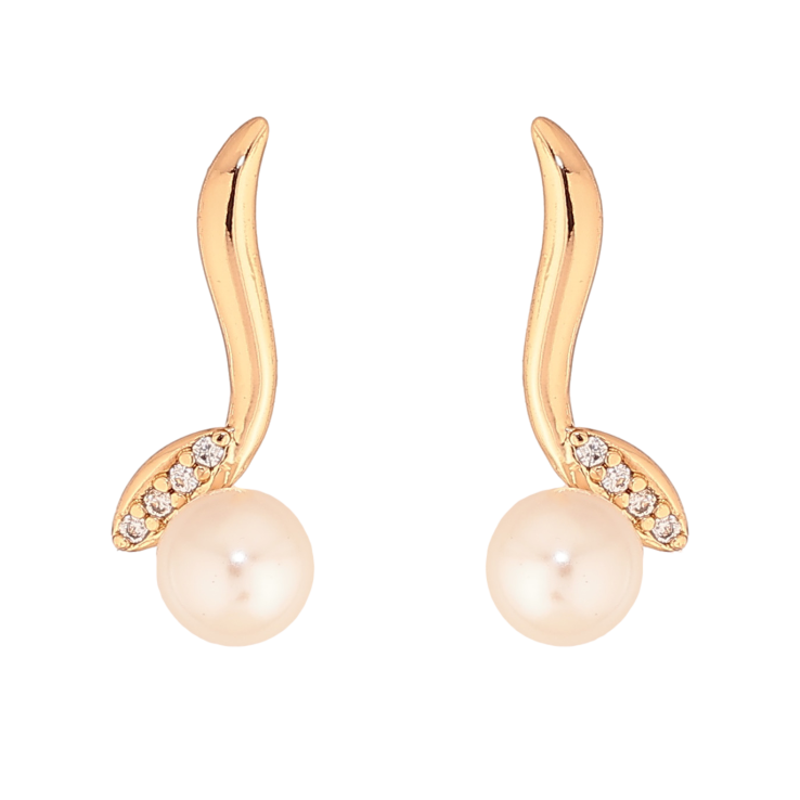 Серьги Xuping цвет Позолота 18К пусеты "Узор с жемчужинами и кристаллами" фото №20 Серьги Xuping цвет Позолота 18К пусеты "Узор с жемчужинами и кристаллами" фото №20