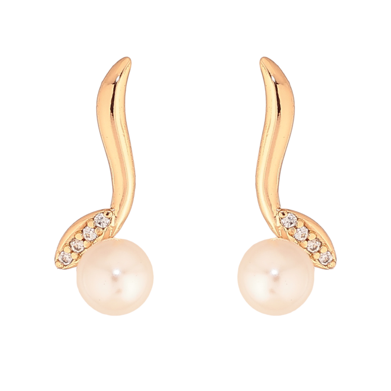 Серьги Xuping цвет Позолота 18К пусеты "Узор с жемчужинами и кристаллами" фото №1