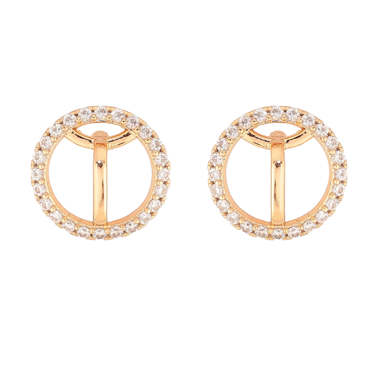 Сережки Xuping колір Позолота 18К пусети "Кільця з кристалами" фото №4 Сережки Xuping колір Позолота 18К пусети "Кільця з кристалами" фото №4