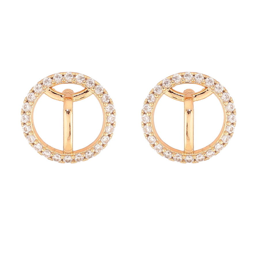 Сережки Xuping колір Позолота 18К пусети "Кільця з кристалами" фото №1