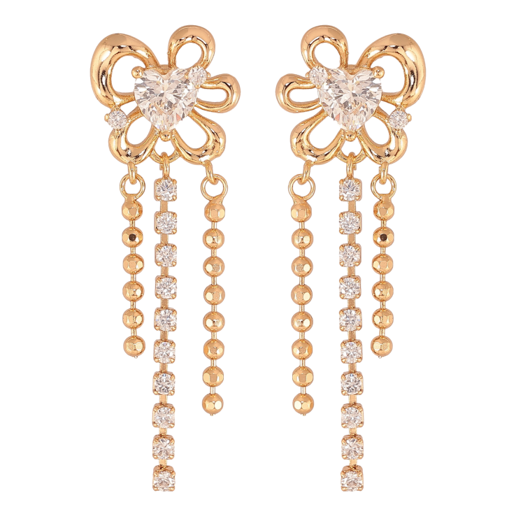 Сережки Xuping колір Позолота 18К пусети "Квіточки з кристальними підвісками" фото №18