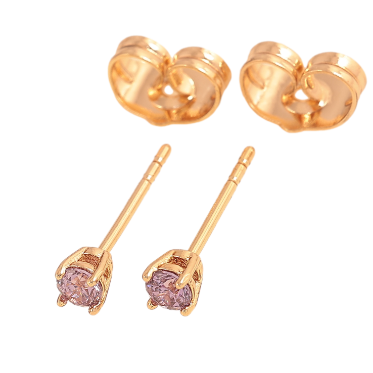Серьги Xuping цвет Позолота 18К пусеты "Сиреневые кристаллы в 4-х крапановой оправе" ø 3мм фото №18
