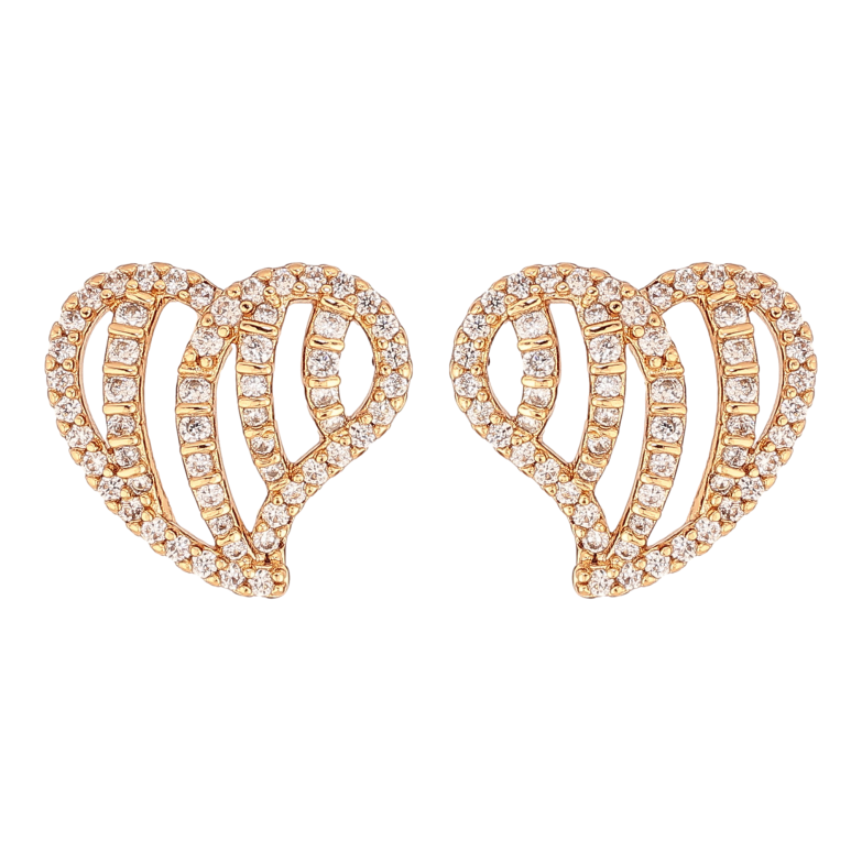 Серьги Xuping цвет Позолота 18К пусеты "Сердечки с инкрустацией кристаллами" фото №13