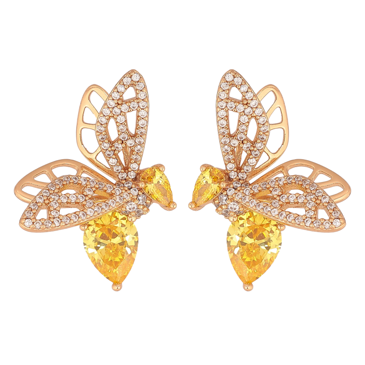 Серьги Xuping цвет Позолота 18К пусеты "Пчелы с желтыми кристаллами" фото №23