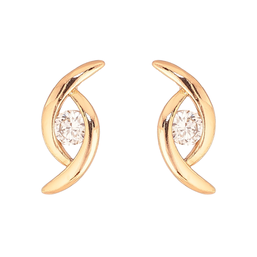 Серьги Xuping цвет Позолота 18К пусеты "Узор с кристаллами" фото №1