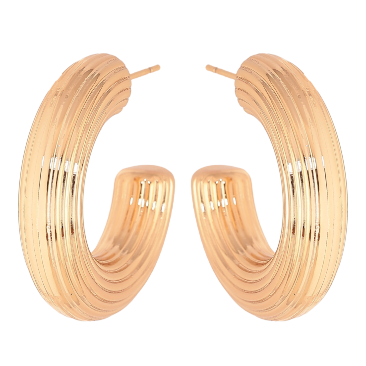 Серьги Xuping цвет Позолота 18К пусеты "Объемные дуги" фото №13