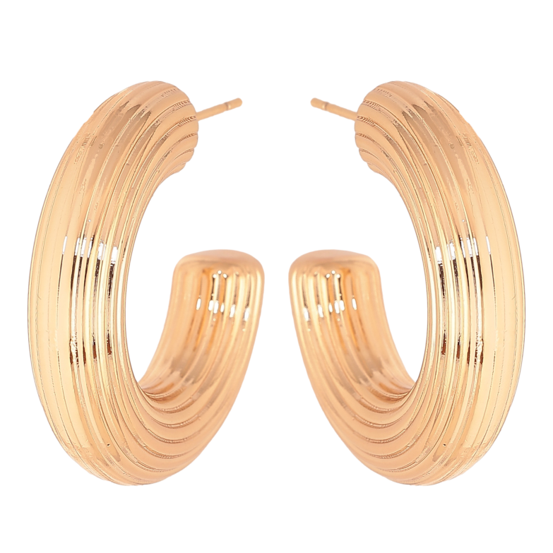 Сережки Xuping колір Позолота 18К пусети "Об'ємні дуги" фото №1