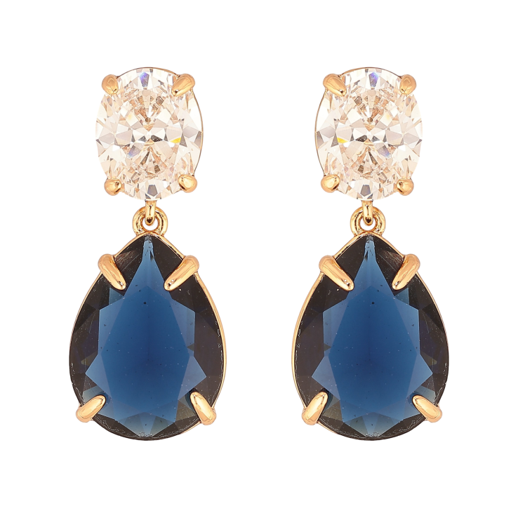 Серьги Xuping цвет Позолота 18К пусеты "Подвески с бело-синих кристаллов" фото №11