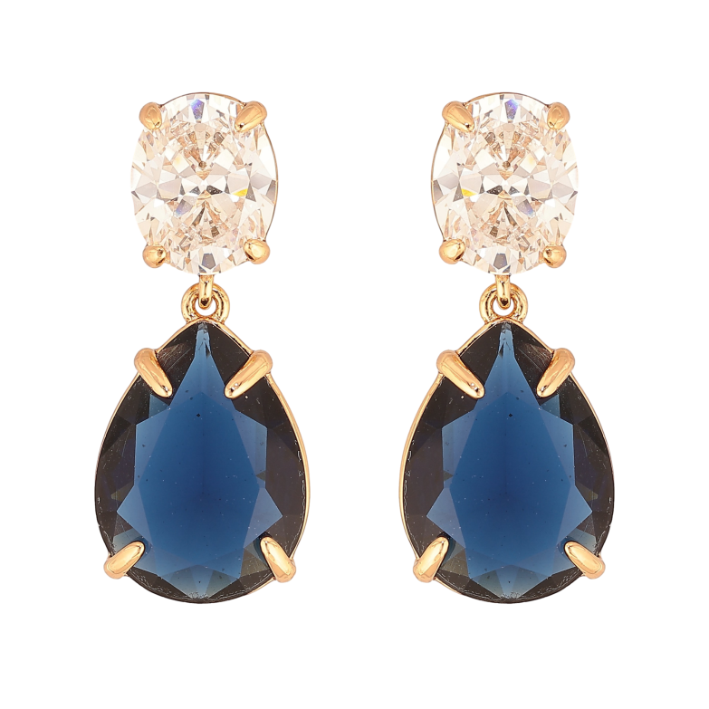 Сережки Xuping колір Позолота 18К пусети "Підвіски з біло-синіх кристалів" фото №1