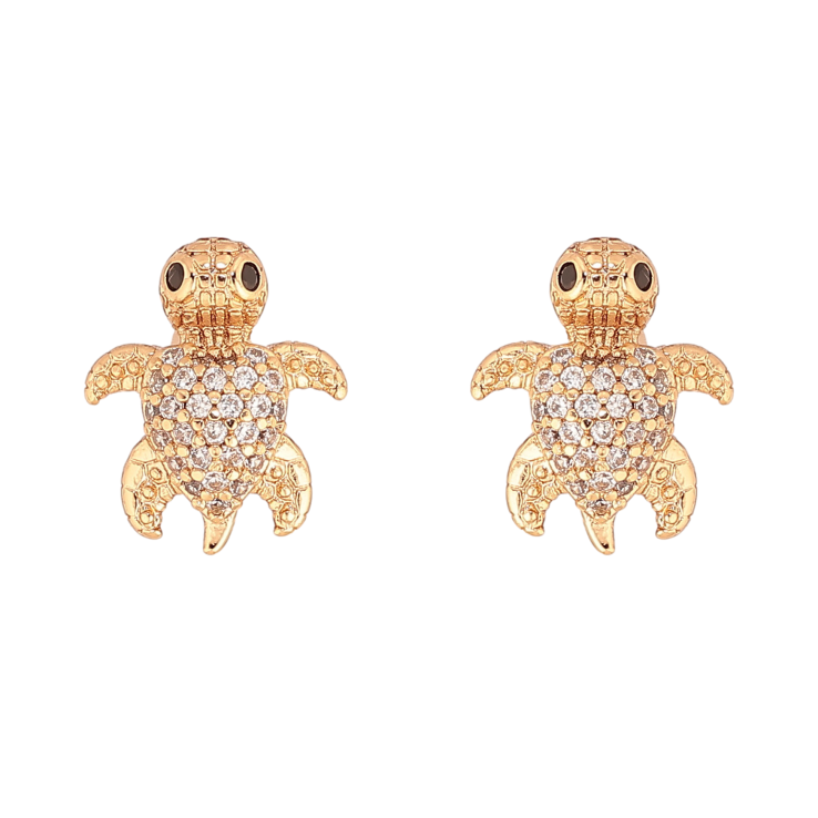 Серьги Xuping цвет Позолота 18К пусеты "Черепашки с кристаллами" фото №18