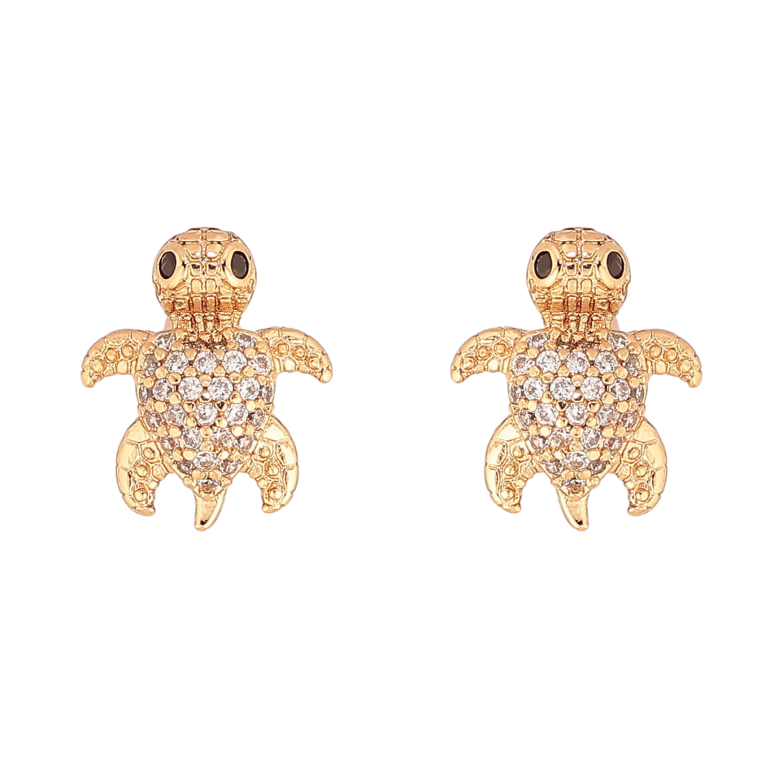Сережки Xuping колір Позолота 18К пусети Черепашки з кристалами фото №5