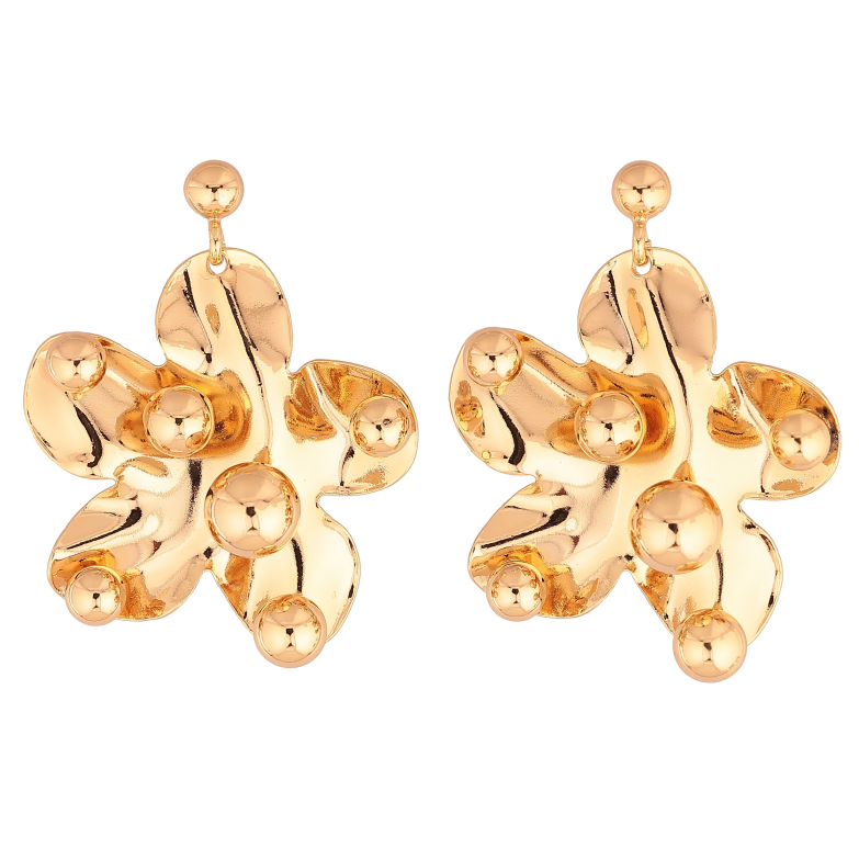 Серьги Xuping цвет Позолота 18К пусеты "Цветочки" фото №1