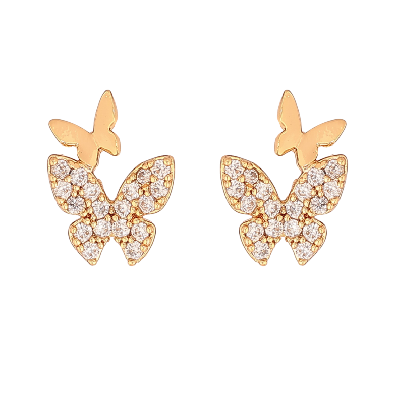 Серьги Xuping цвет Позолота 18К пусеты "Бабочки с кристаллами" фото №16
