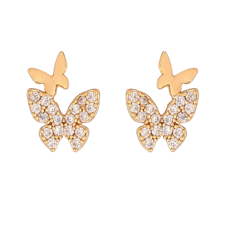 Серьги Xuping цвет Позолота 18К пусеты "Бабочки с кристаллами" фото №1