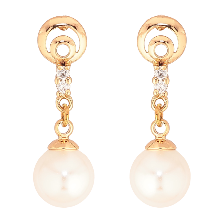 Серьги Xuping цвет Позолота 18К пусеты "Жемчужные подвески" фото №1