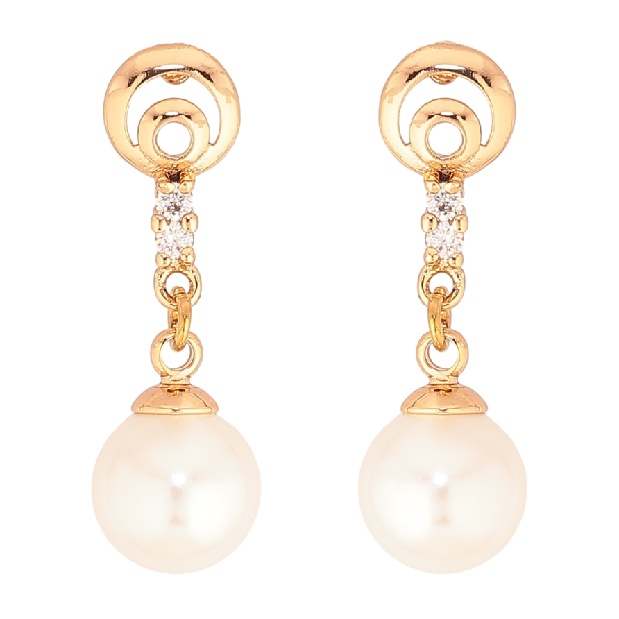 Серьги Xuping цвет Позолота 18К пусеты "Жемчужные подвески" фото №1