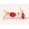 Серьги Xuping цвет Позолота 18К пусеты "Красные кристаллы с феями" фото №2