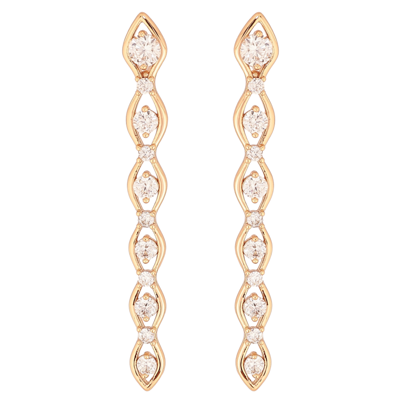 Серьги Xuping цвет Позолота 18К пусеты "Подвески с кристаллами" фото №1