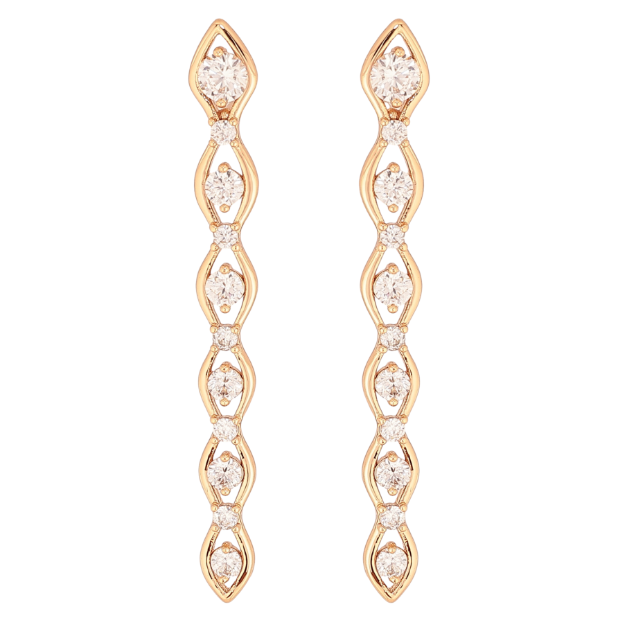 Серьги Xuping цвет Позолота 18К пусеты "Подвески с кристаллами" фото №1