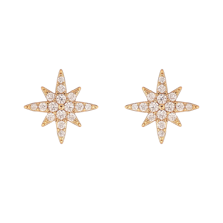 Серьги Xuping цвет Позолота 18К пусеты "Звезды с кристаллами" фото №1
