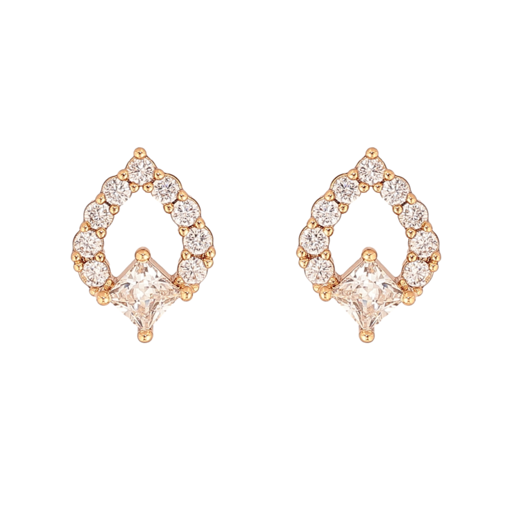 Серьги Xuping цвет Позолота 18К пусеты "Узор с кристаллами" фото №25