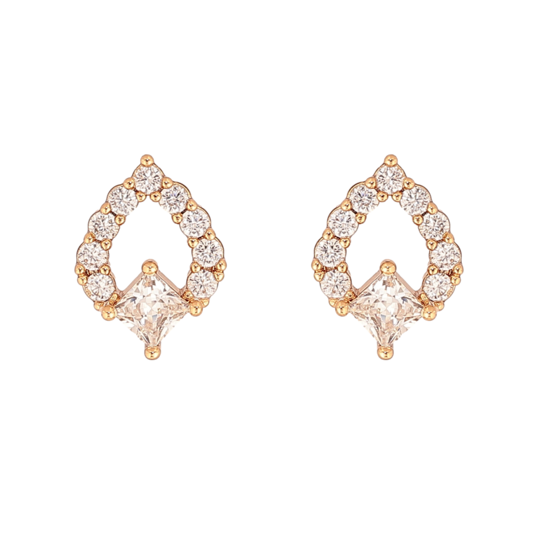 Сережки Xuping колір Позолота 18К пусети "Візерунок з кристалами" фото №1