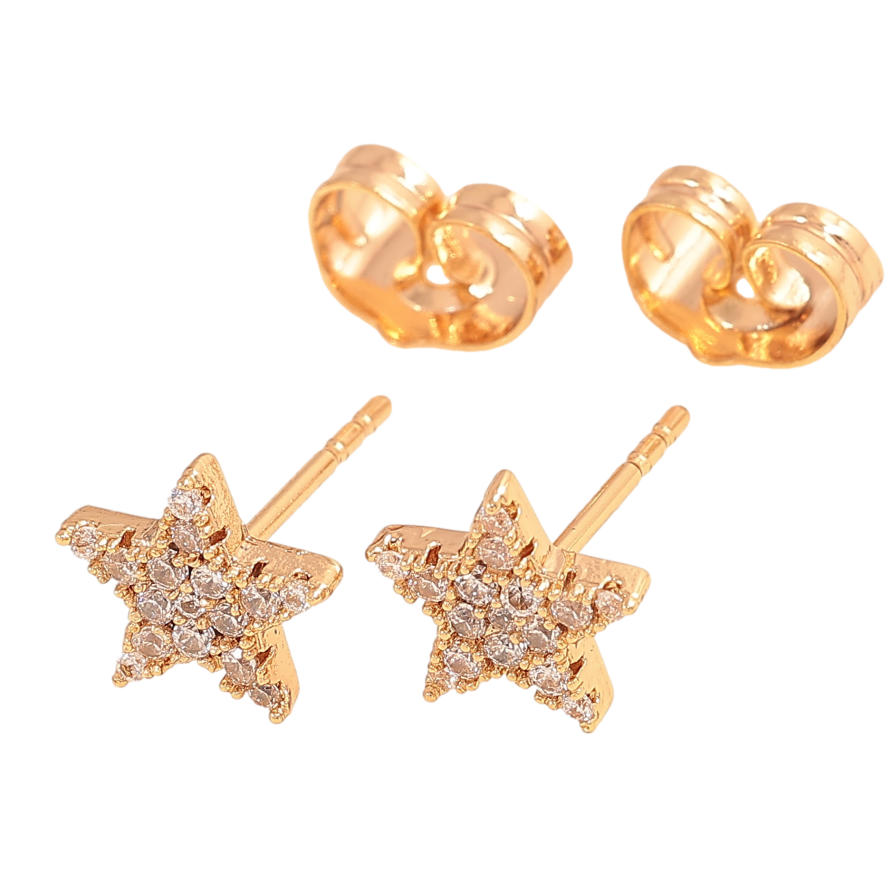 Серьги Xuping цвет Позолота 18К пусеты "Звезды с кристаллами" фото №1