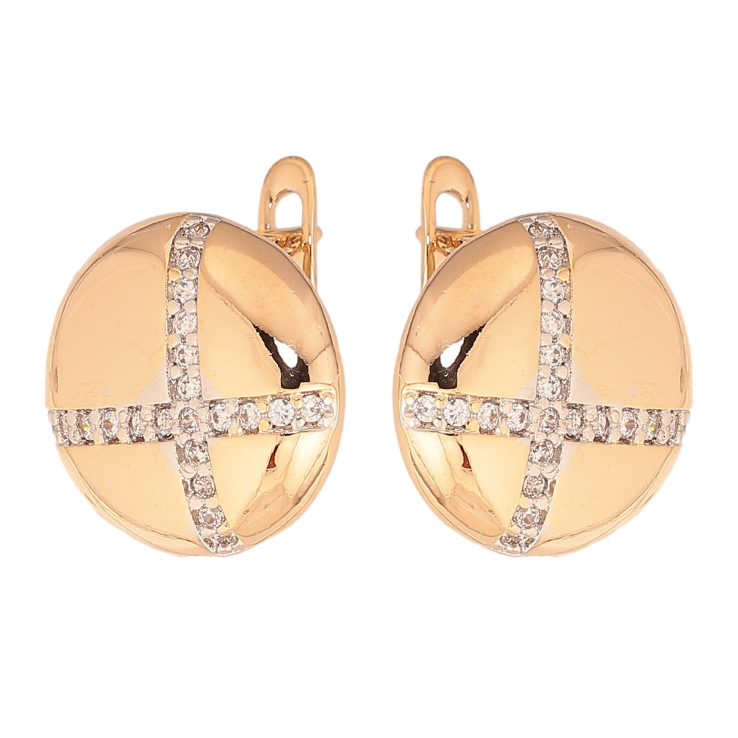 Сережки Xuping колір Позолота 18К+Родій англійський замок "Візерунок з кристалами" фото №11 Сережки Xuping колір Позолота 18К+Родій англійський замок "Візерунок з кристалами" фото №11