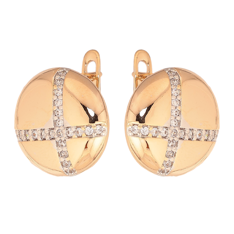 Сережки Xuping колір Позолота 18К+Родій англійський замок "Візерунок з кристалами" фото №1