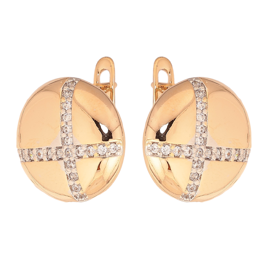 Сережки Xuping колір Позолота 18К+Родій англійський замок "Візерунок з кристалами" фото №1