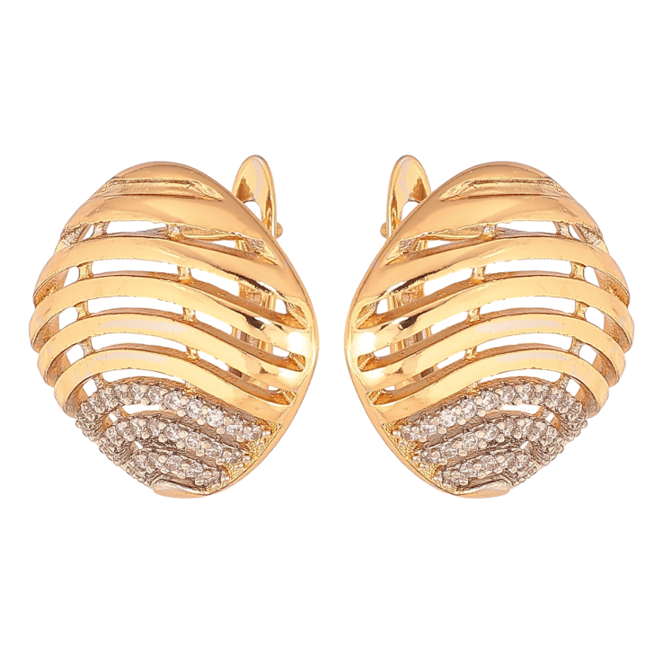 Сережки Xuping колір Позолота 18К+Родій англійський замок "Візерунок з кристалами" фото №6 Сережки Xuping колір Позолота 18К+Родій англійський замок "Візерунок з кристалами" фото №6