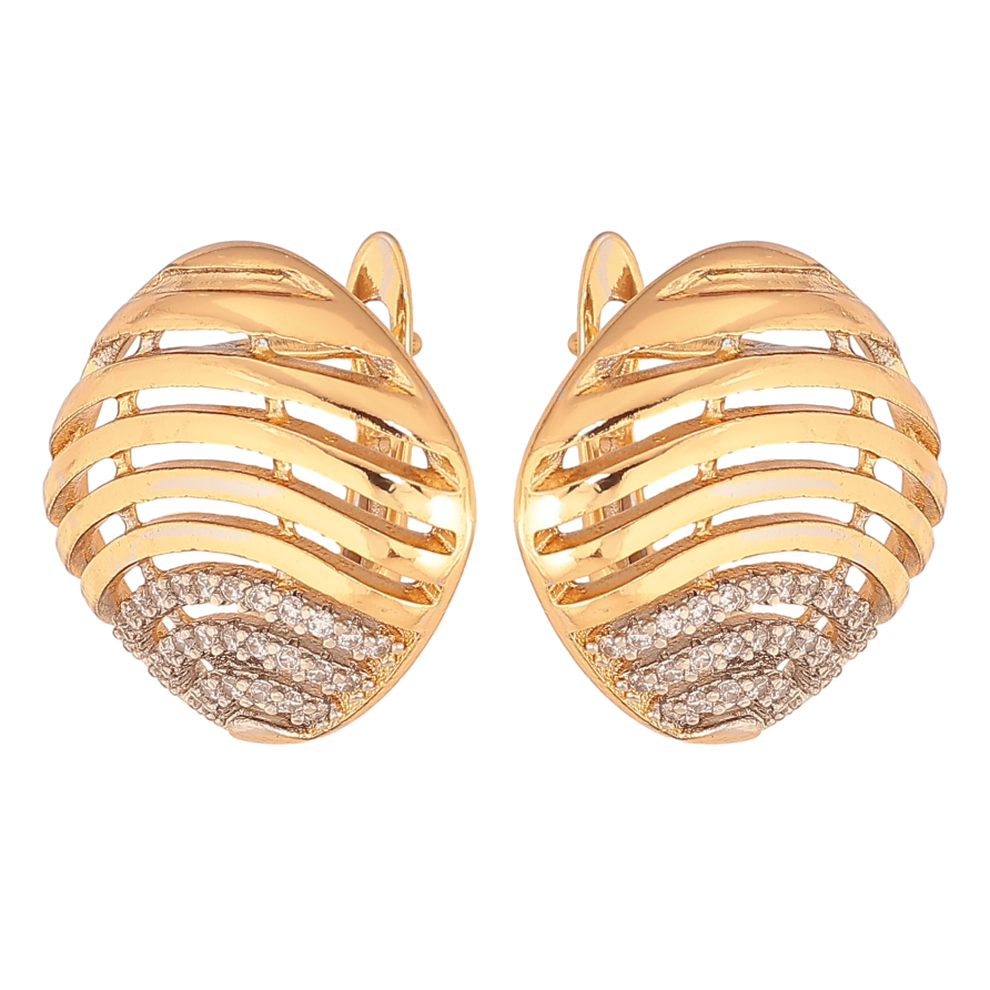 Сережки Xuping колір Позолота 18К+Родій англійський замок "Візерунок з кристалами" фото №1 Сережки Xuping колір Позолота 18К+Родій англійський замок "Візерунок з кристалами" фото №1