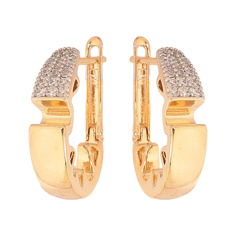 Сережки Xuping колір Позолота 18К+Родій англійський замок "Візерунок з кристалами" фото №1