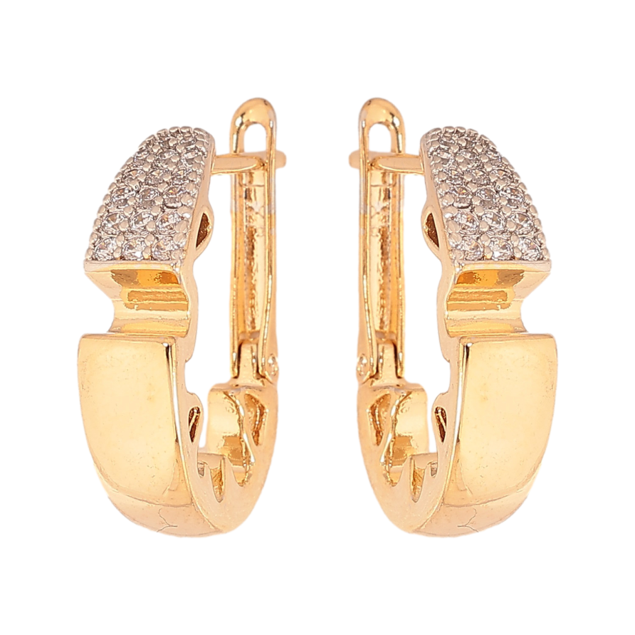 Сережки Xuping колір Позолота 18К+Родій англійський замок "Візерунок з кристалами" фото №1