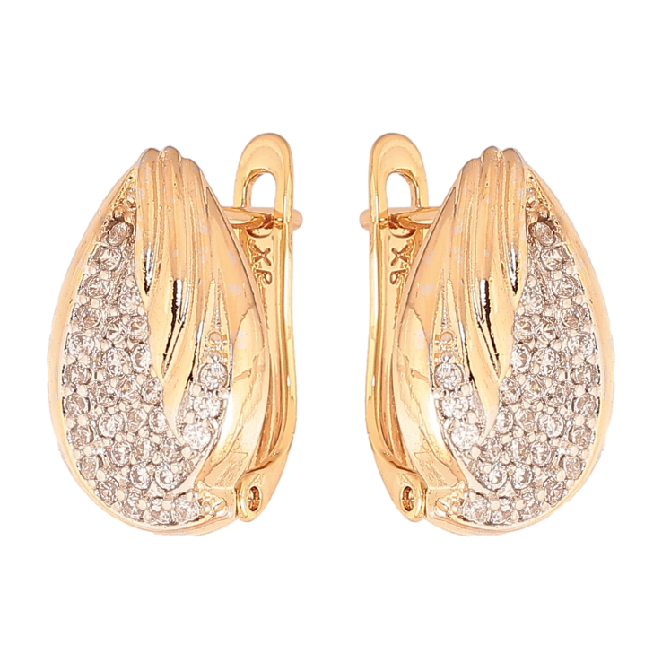 Сережки Xuping колір Позолота 18К+Родій англійський замок "Візерунок з кристалами" фото №17 Сережки Xuping колір Позолота 18К+Родій англійський замок "Візерунок з кристалами" фото №17