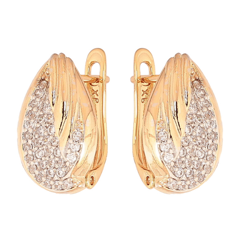 Сережки Xuping колір Позолота 18К+Родій англійський замок "Візерунок з кристалами" фото №1