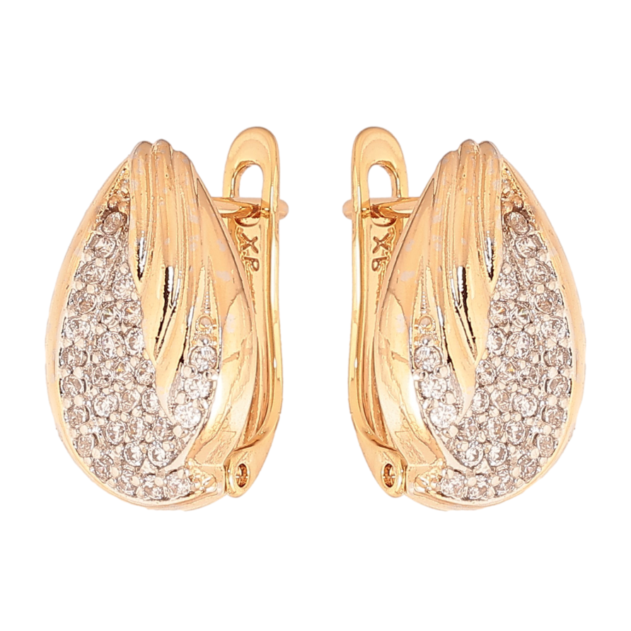 Сережки Xuping колір Позолота 18К+Родій англійський замок "Візерунок з кристалами" фото №1