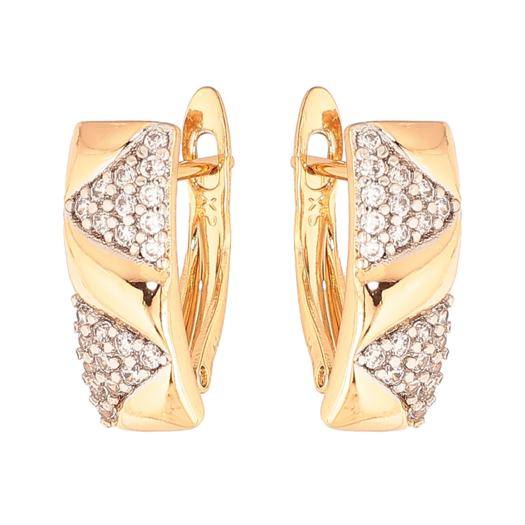 Сережки Xuping колір Позолота 18К+Родій англійський замок "Візерунок з кристалами" фото №15 Сережки Xuping колір Позолота 18К+Родій англійський замок "Візерунок з кристалами" фото №15