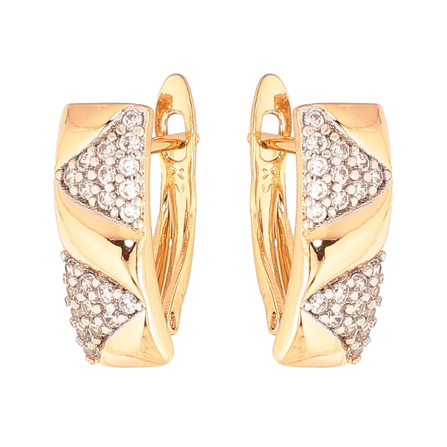 Сережки Xuping колір Позолота 18К+Родій англійський замок "Візерунок з кристалами" фото №1