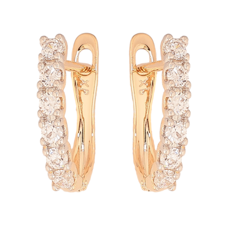 Сережки Xuping колір Позолота 18К+Родій англійський замок "Доріжки кристалів" фото №13 Сережки Xuping колір Позолота 18К+Родій англійський замок "Доріжки кристалів" фото №13