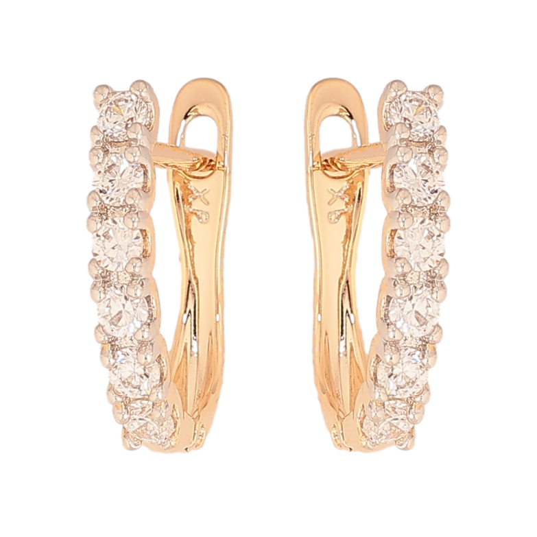 Сережки Xuping колір Позолота 18К+Родій англійський замок "Доріжки кристалів" фото №1