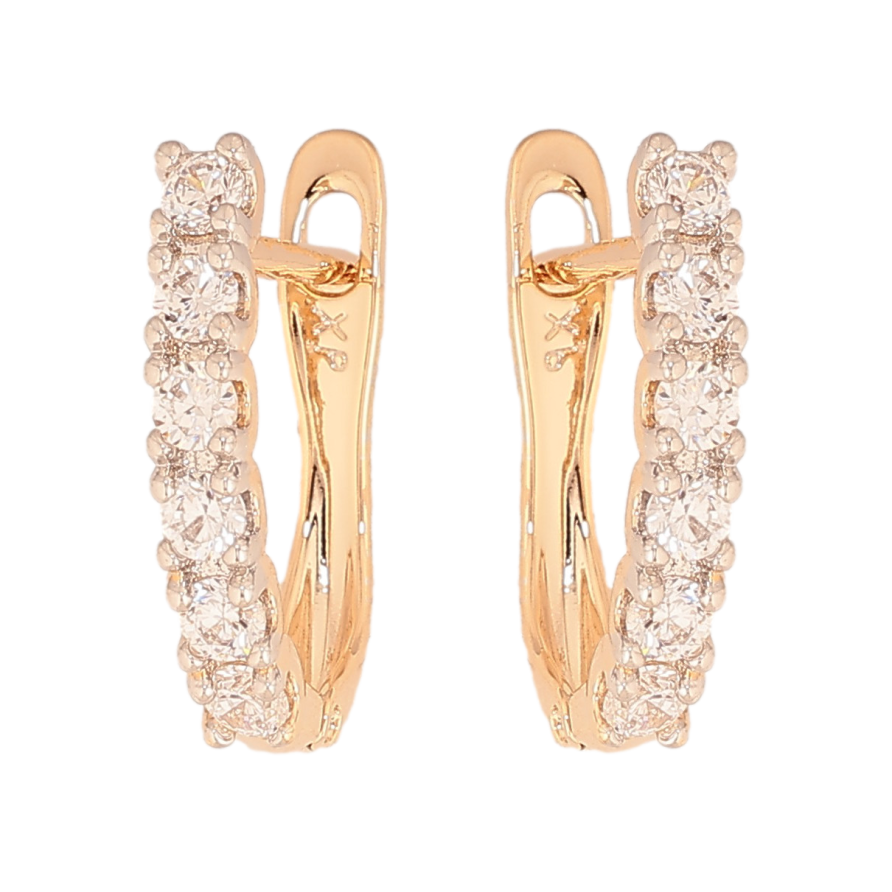 Сережки Xuping колір Позолота 18К+Родій англійський замок "Доріжки кристалів" фото №1